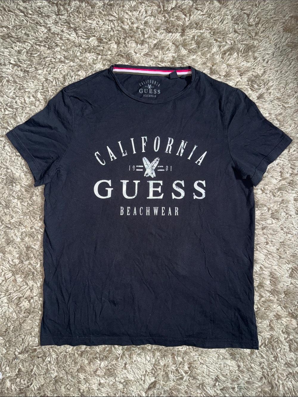 Guess California Beachwear Black Graphic Logo Tee M